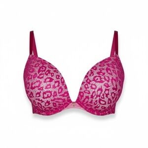 Victoria’s Secret convertible straps lace trim bra 34E fushia maroon pretty